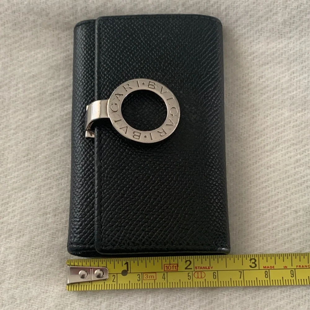 BVLGARI Key Holder Black Textured Leather